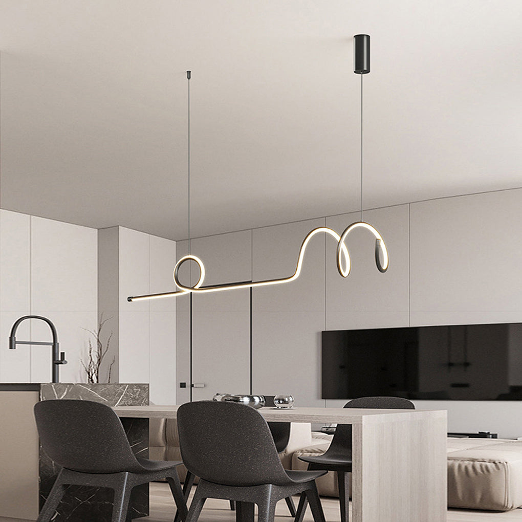 Minimalist Waves Circular Stepless Dimming LED Intelligent Chandeliers