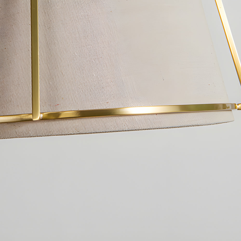 Trapezoid 13.8’’ Wide Pendant Gold Fixture with White Fabric Shade