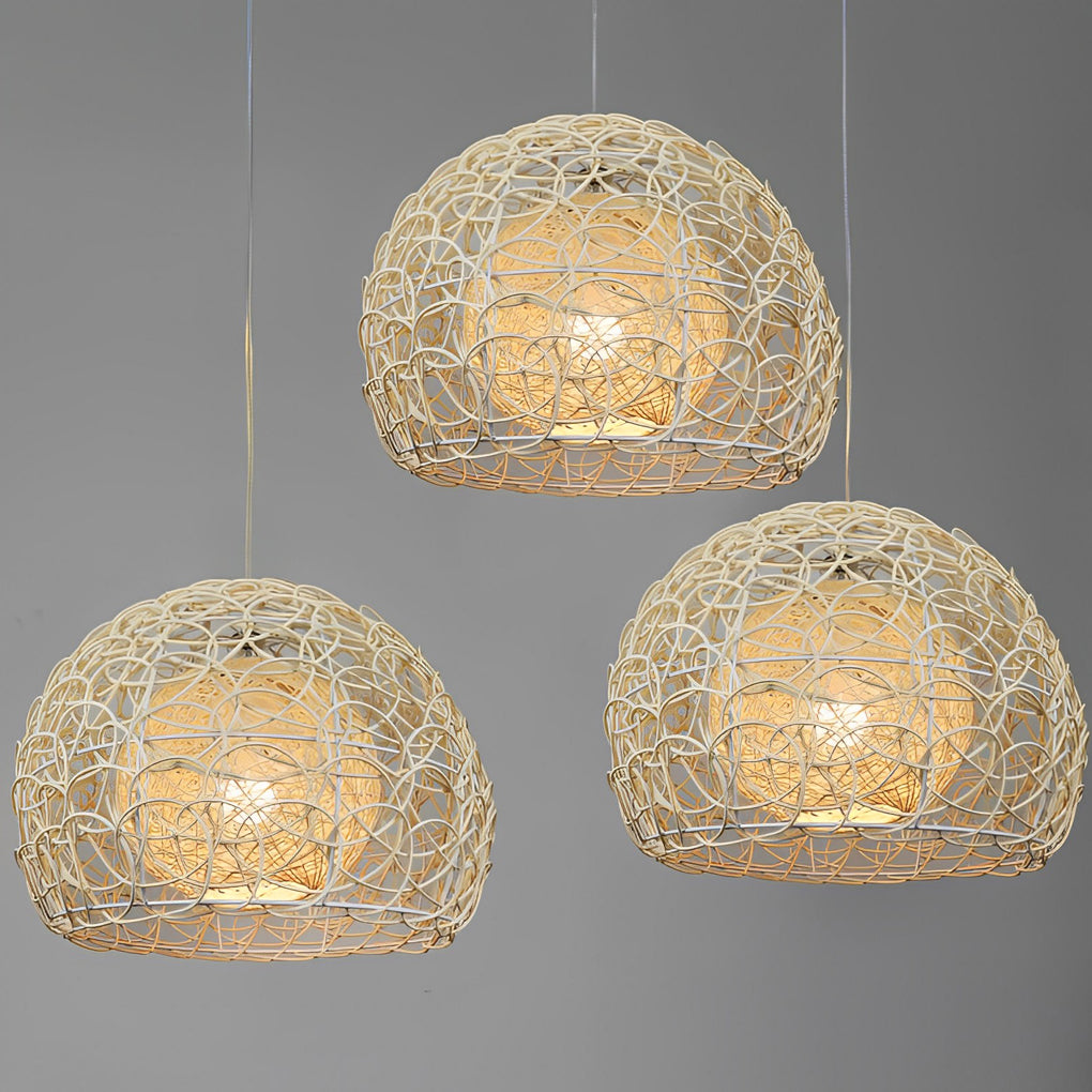 Round Double Layer Rattan Creative Ball Modern Chandelier Pendant Light