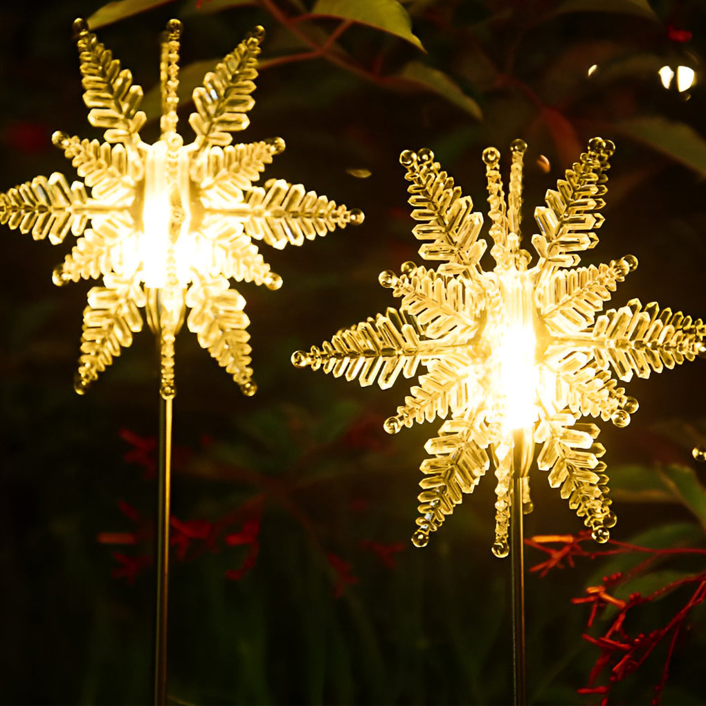 2PCS Creative Snowflakes Decor Waterproof LED Solar Powered Lawn Light