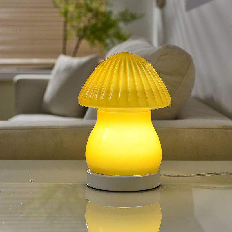 Lovely Glass LED Mushroom Baby Lamp