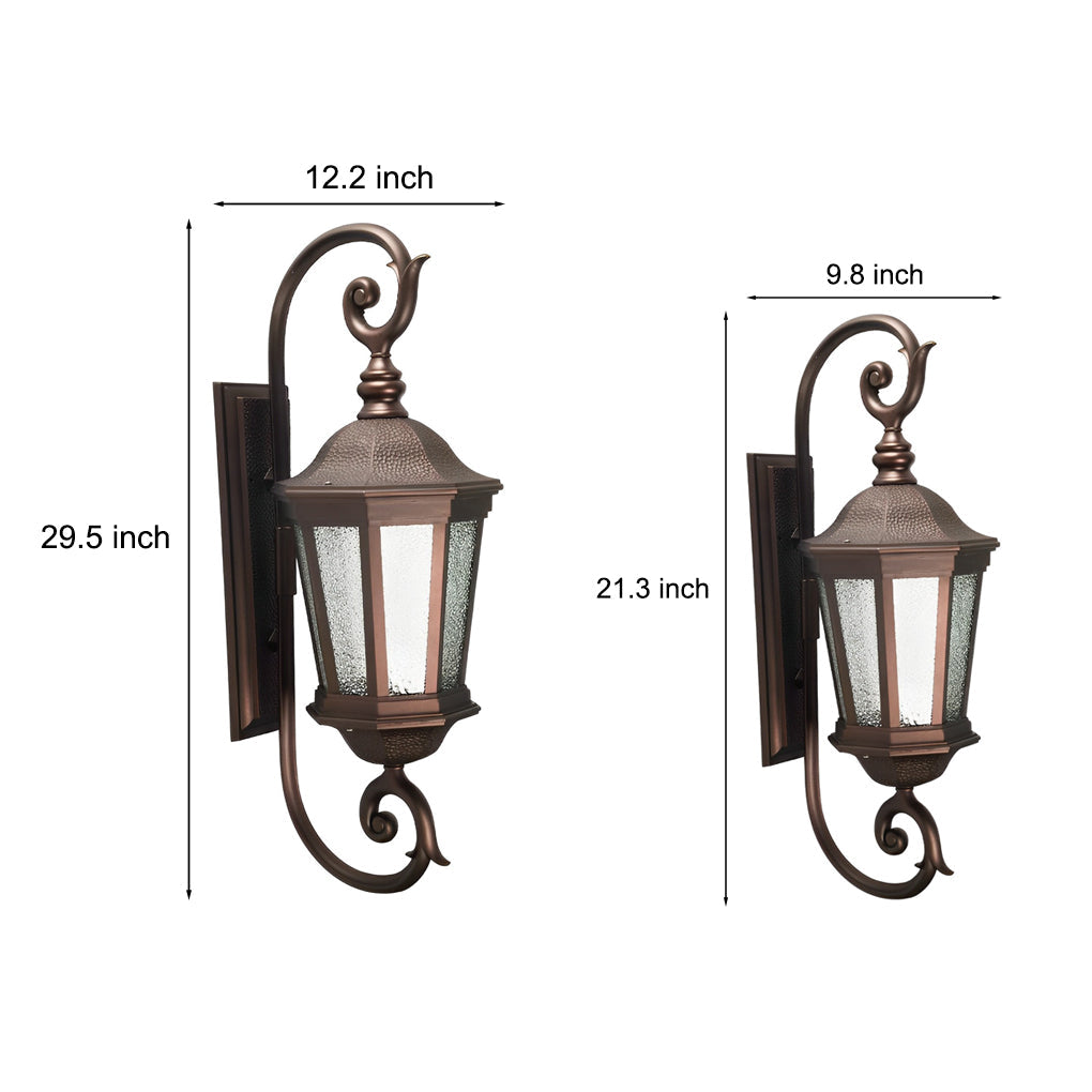 Waterproof Retro Aluminum Glass Shade European Style Outdoor Wall Lights