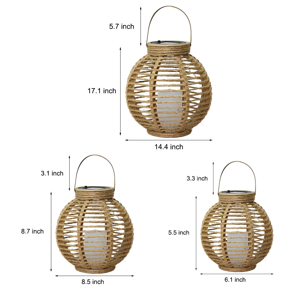 Waterproof LED Rattan Portable Modern Outdoor Solar Lanterns Garden Lamp