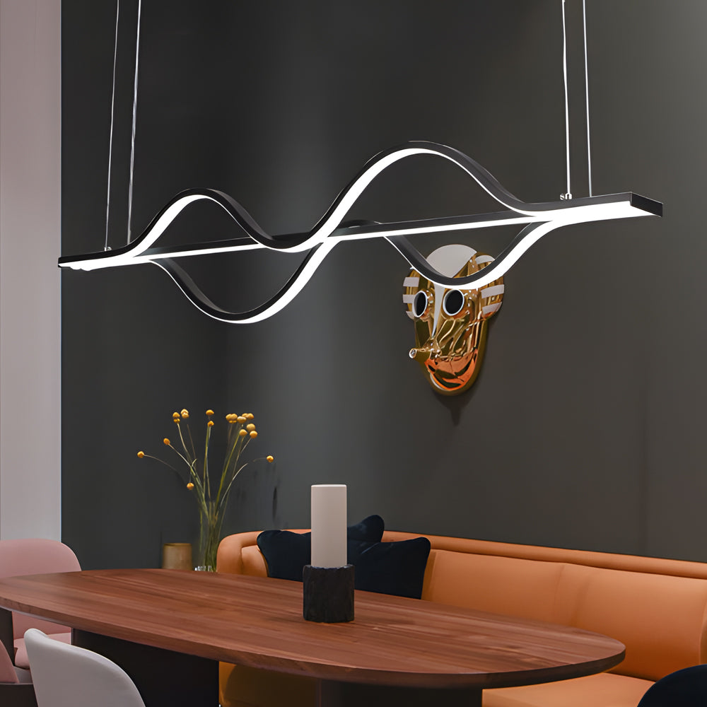 Simple Long Waves Lines 3 Step Dimming Modern Dining Room Chandeliers