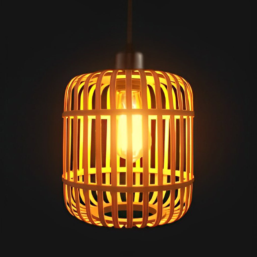 Handmade Rattan Lantern Shape Minimalist Japanese Style Pendant Lights