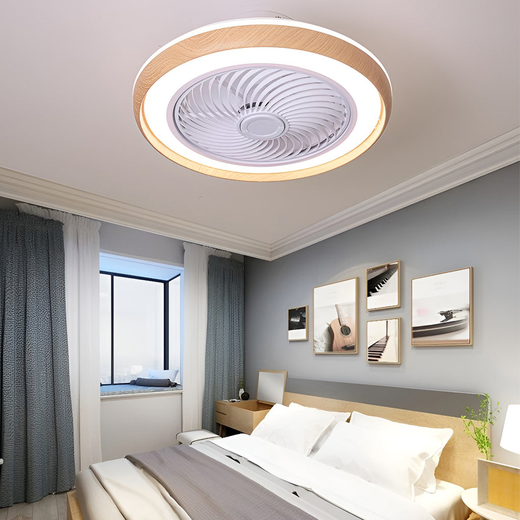 Round Ultra-thin Mute LED Nordic Bladeless Ceiling Fans with Remote Control