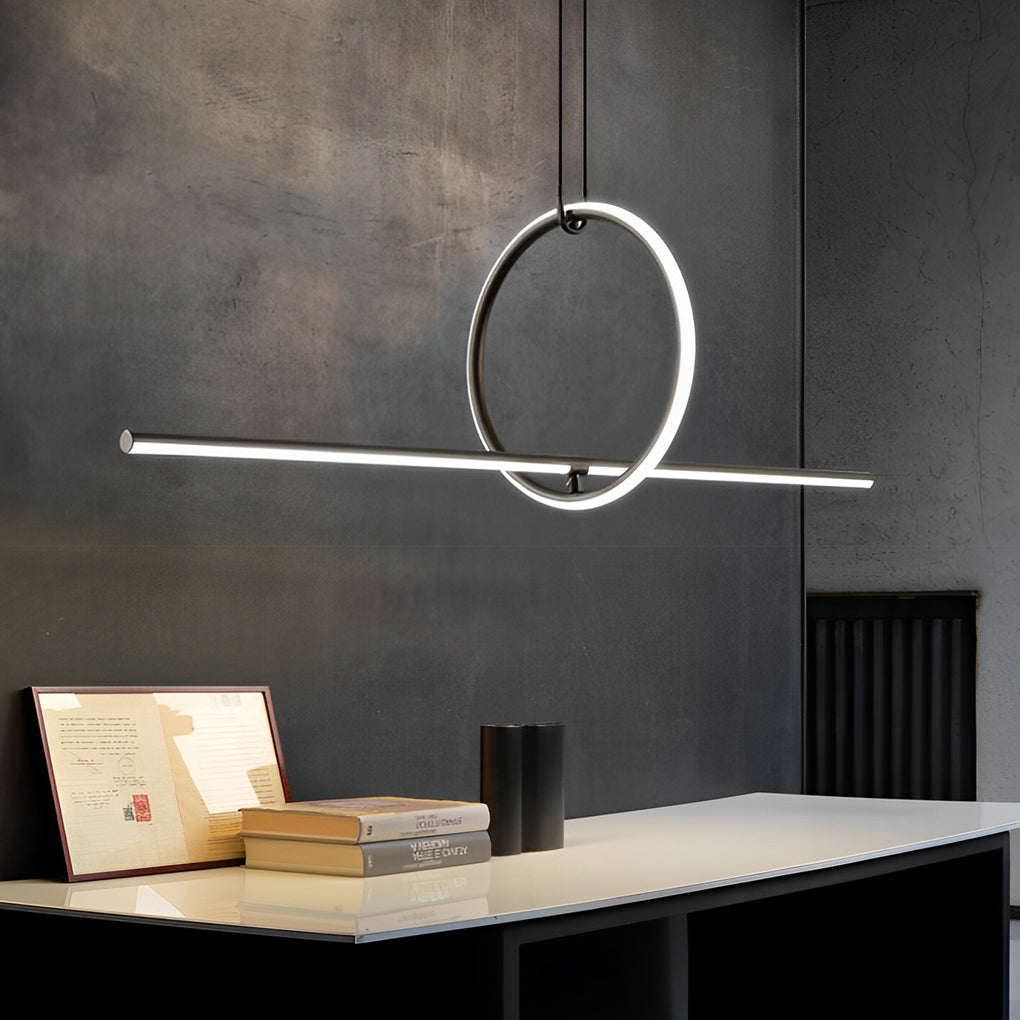 Long Strip Ring Three Step Dimming Modern Minimalist LED Chandelier