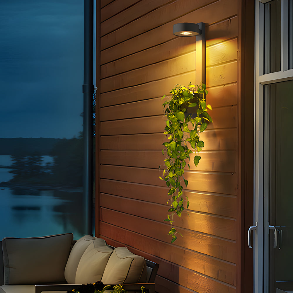 1-Light Solar Wall Mounted Plant Stand Outdoor Wall Light with Planter