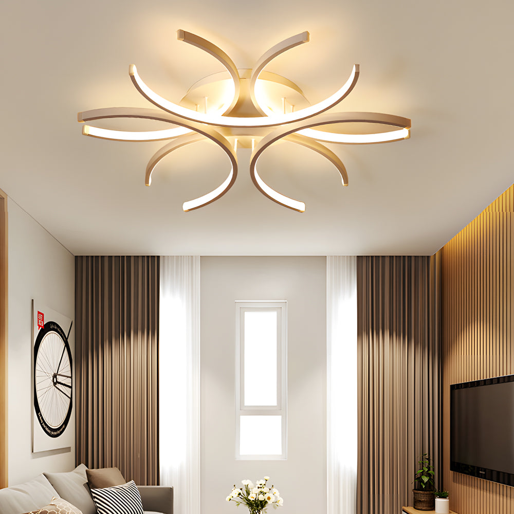 Simple Semi-Circle Lines Flower LED Dimmable Modern Ceiling Light Fixture