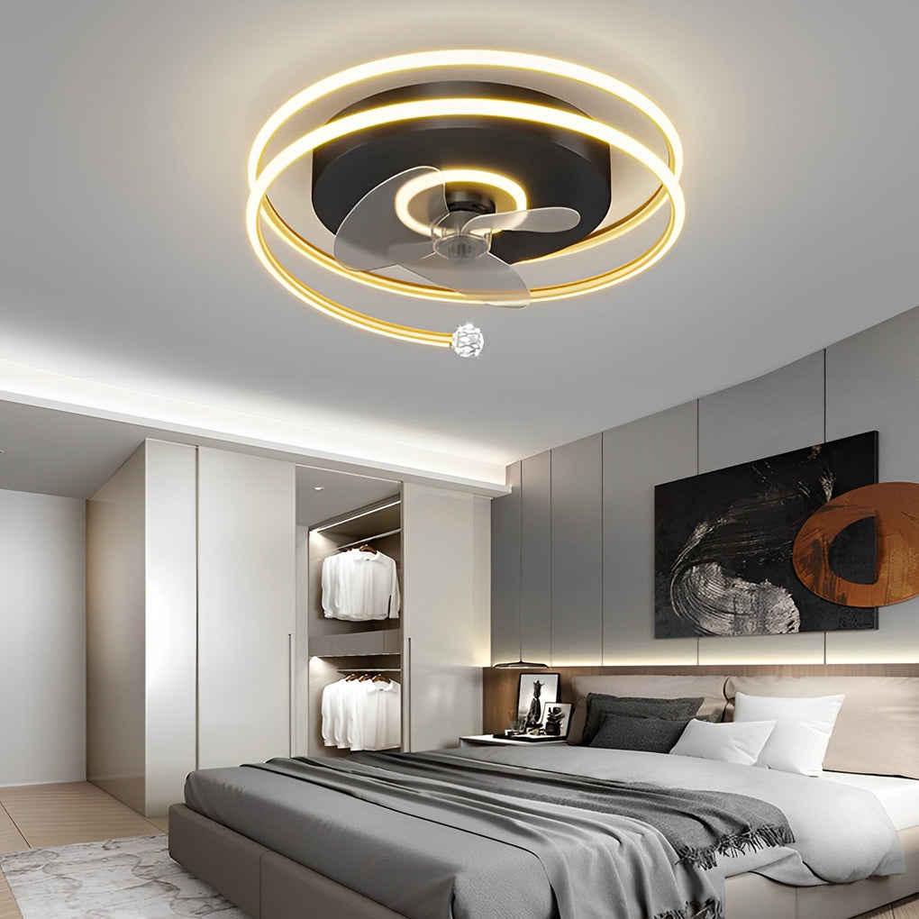 Minimalist Circular Mute LED Nordic Bladeless Ceiling Fans Lights