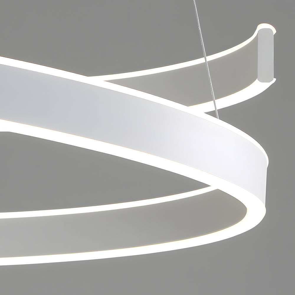 Matte White Twisted Chandelier Dimmable LED Ring Pendant Lamp