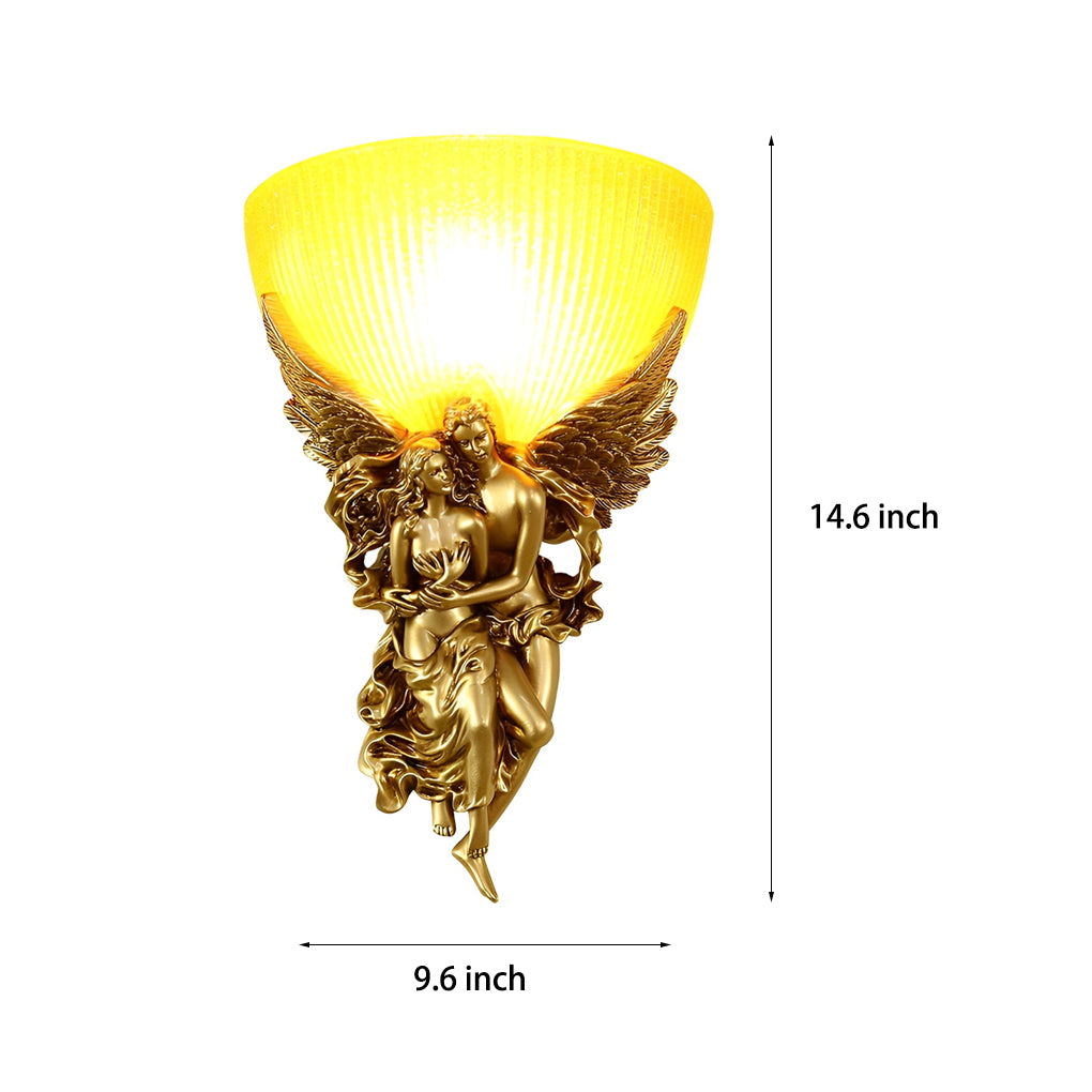 Retro Resin 3D Shy Angel Art Sculpture Glass European Style Wall Lamp