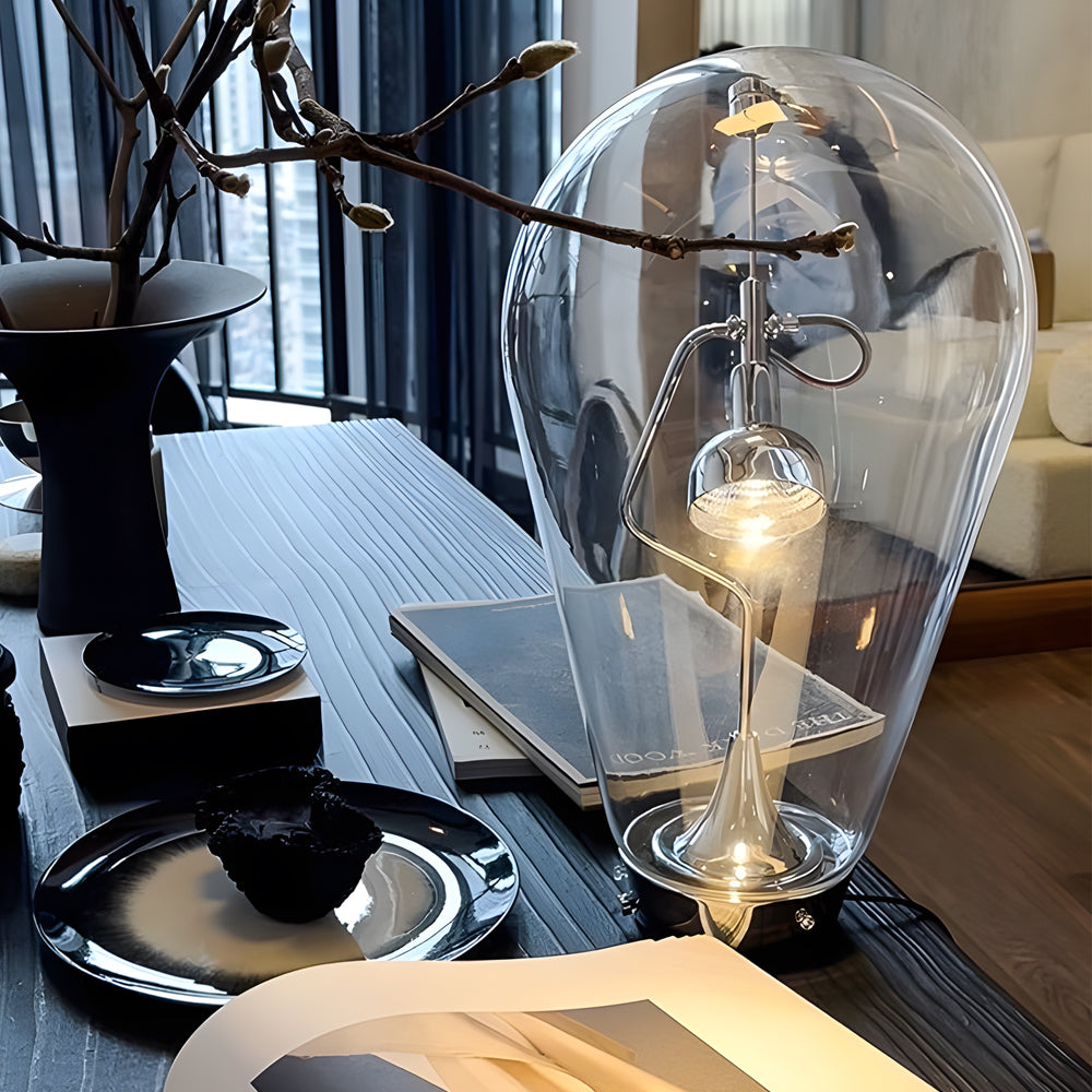 Touch-Dimming Glass Bulb Desk Lamp with Industrial Magnetic Control Design