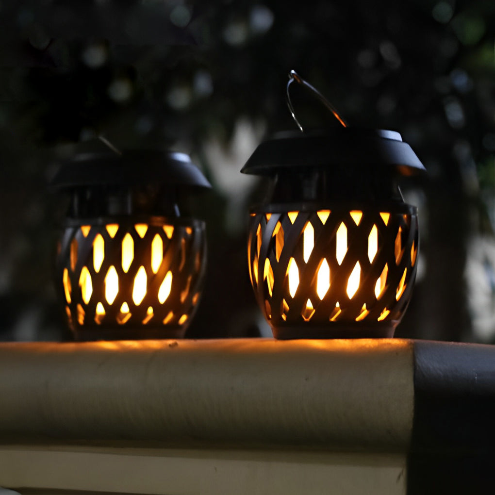 Portable USB Rechargeable LED Flickering Flame Solar Outdoor Lanterns