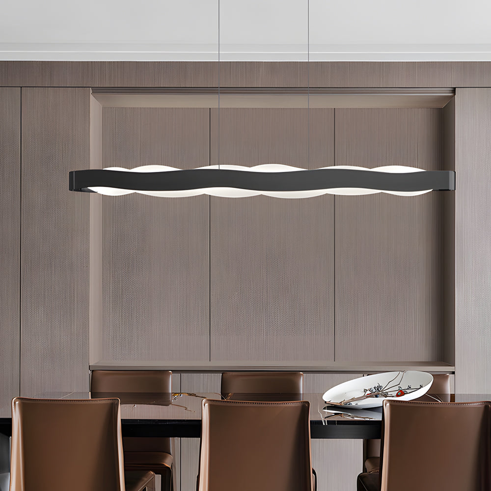 1-Light Linear Wavy Round LED Pendant Light