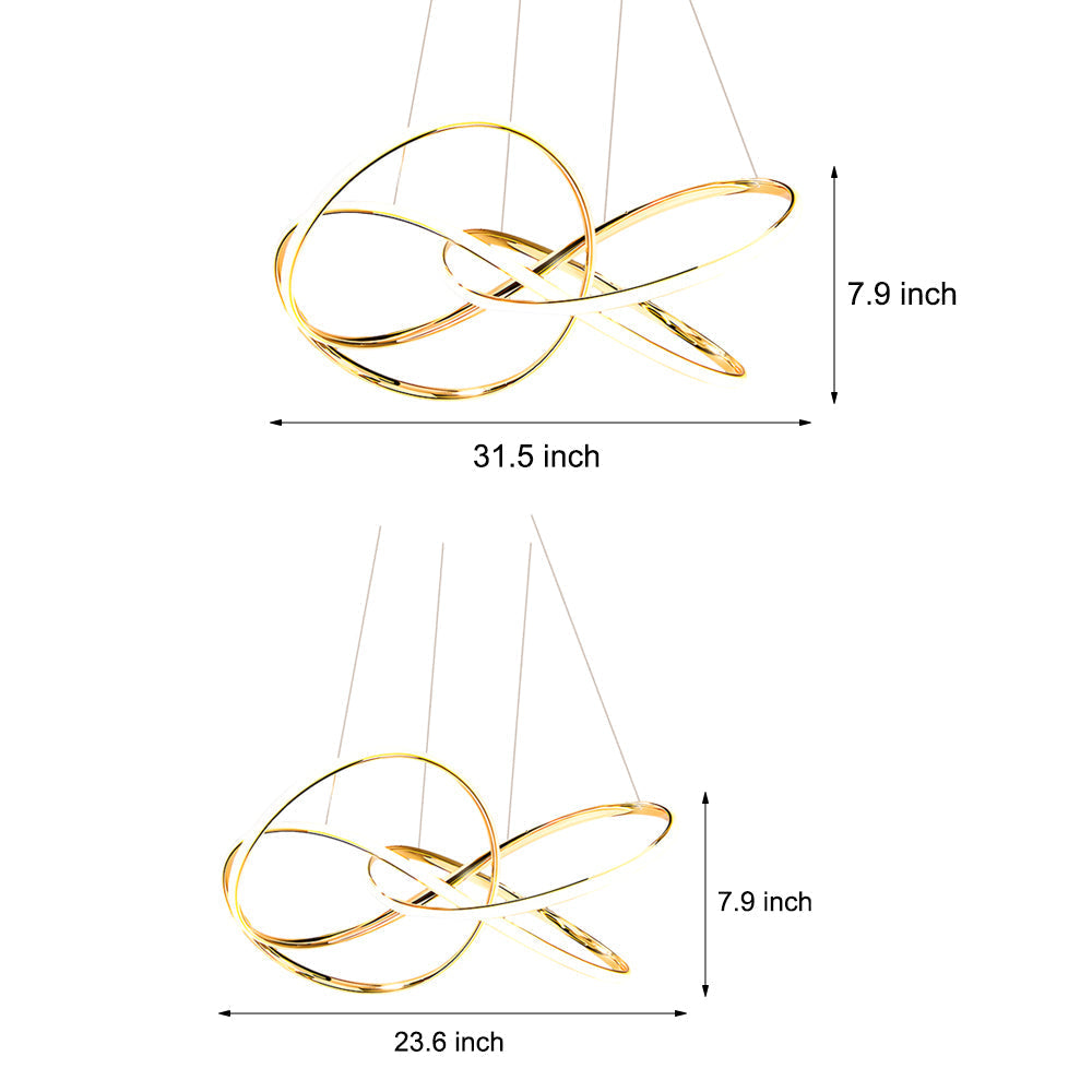 Creative Circular Curved Lines LED 3 Step Dimming Modern Chandelier