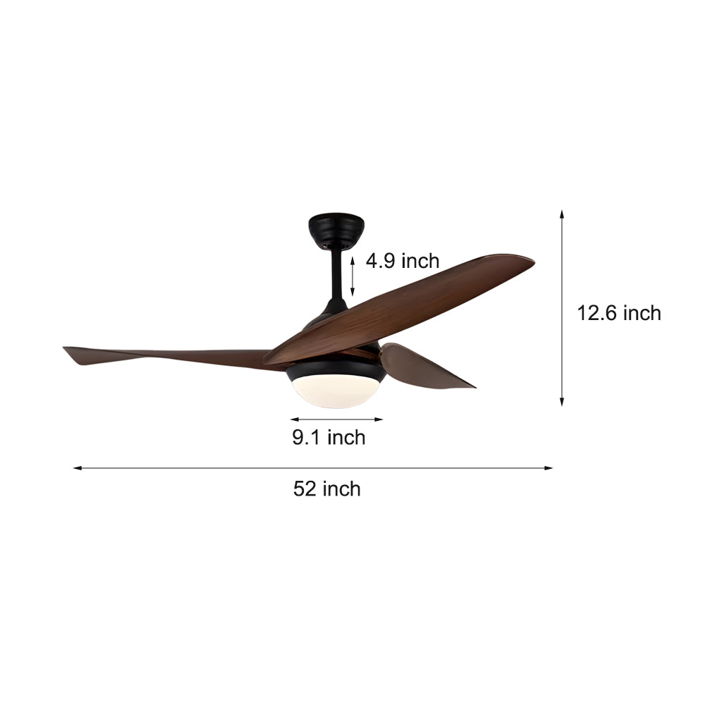 52 in. 3-Blade LED 6-Speed Quiet Ceiling Fan with Light and Remote Control