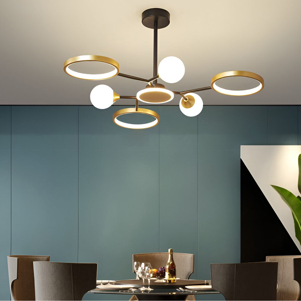 6 Lights Circles LED Modern Ceiling Lights Chandelier Hanging Lamp