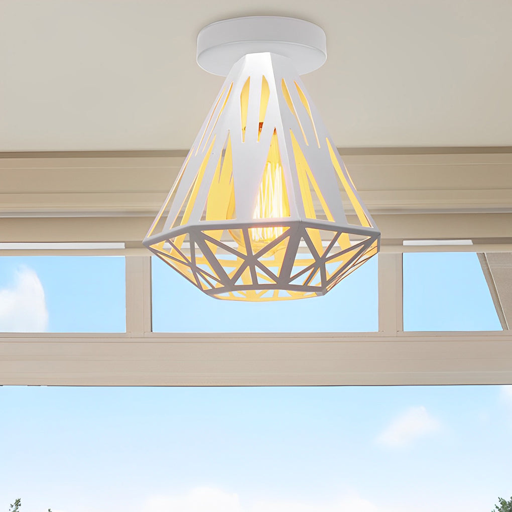 Retro Personality Iron Cage LED American Style Ceiling Light Fixture