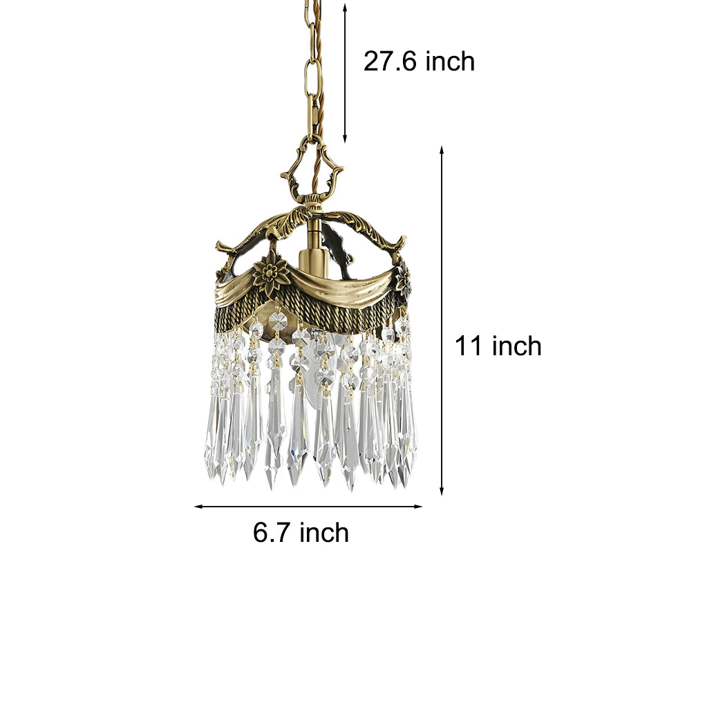 Retro Crystal Pendant Tassels 3 Step Dimming French Style Pendant Lights