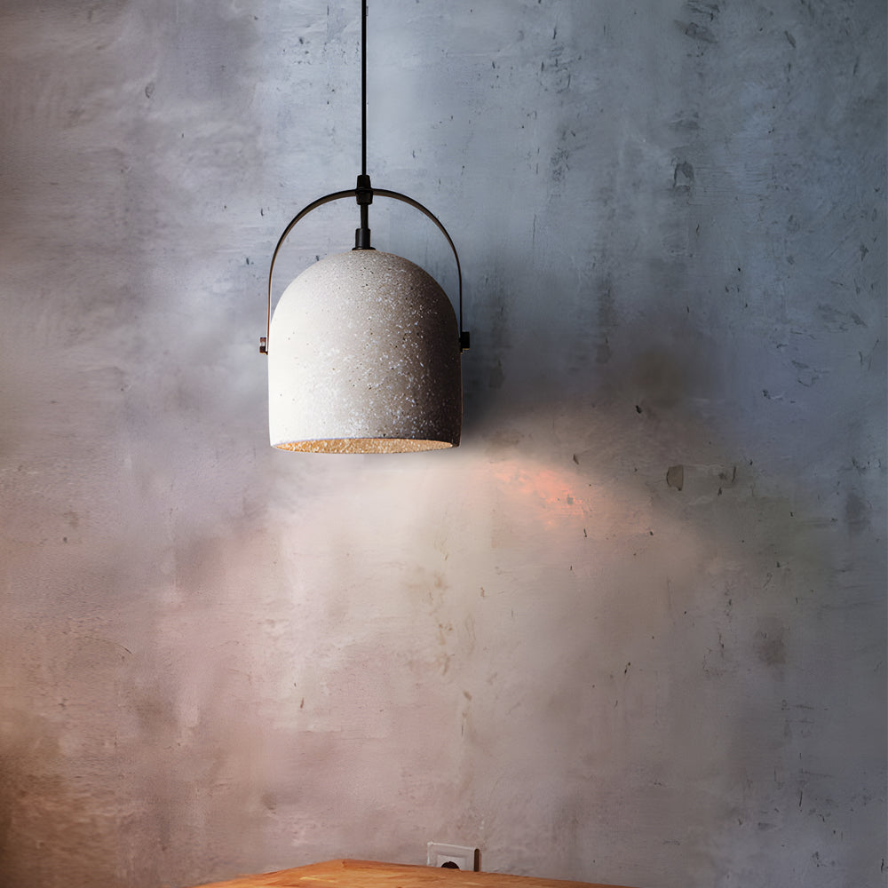 Cement Cylinder Pendant Light 1-Light Concrete Hanging Light in Gray/White/Black