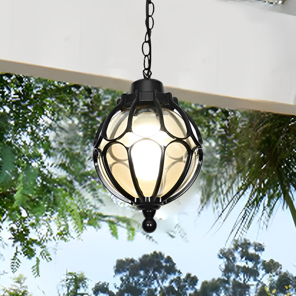 Glass Ball Aluminum Waterproof American Style Outdoor Chandelier Light