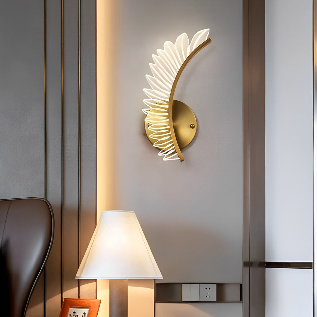 Acrylic Leaves Feathers LED Three Step Dimming Postmodern Wall Lamp