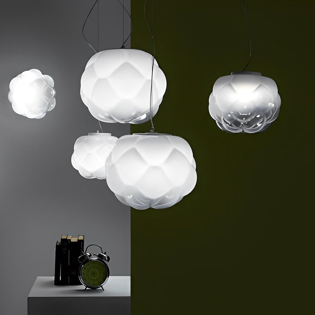 Creative Round Glass Clouds Shaped LED White Modern Chandelier Pendant Light