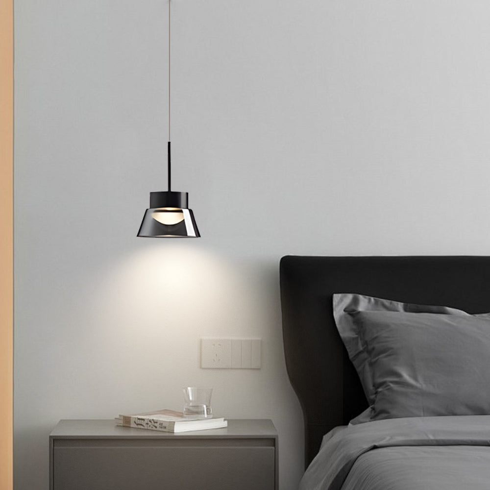 1/2-Light Smoked Gray Glass Pendant Light LED Island Glass Chandelier Black Hanging Ceiling Lamp for Bedroom