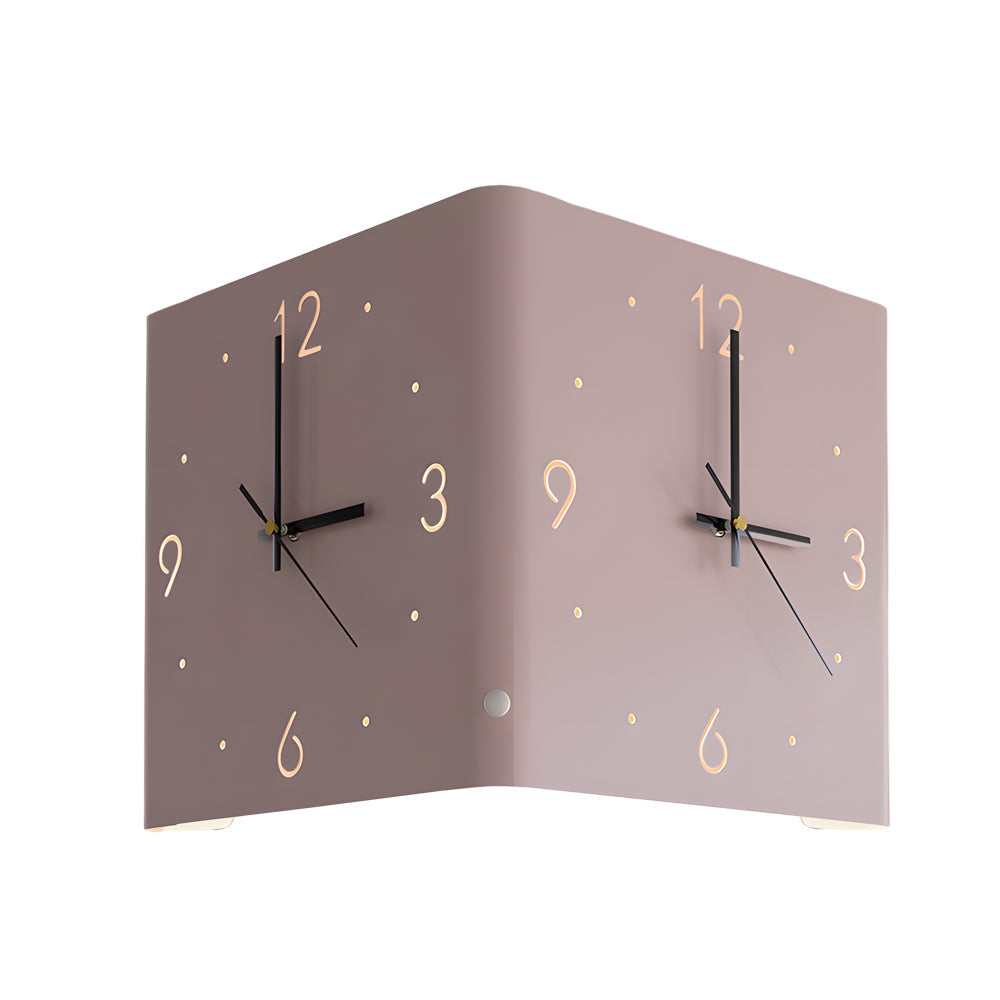 Square Metal Silent Backlit LED Corner Wall Clock Modern Wall Decor