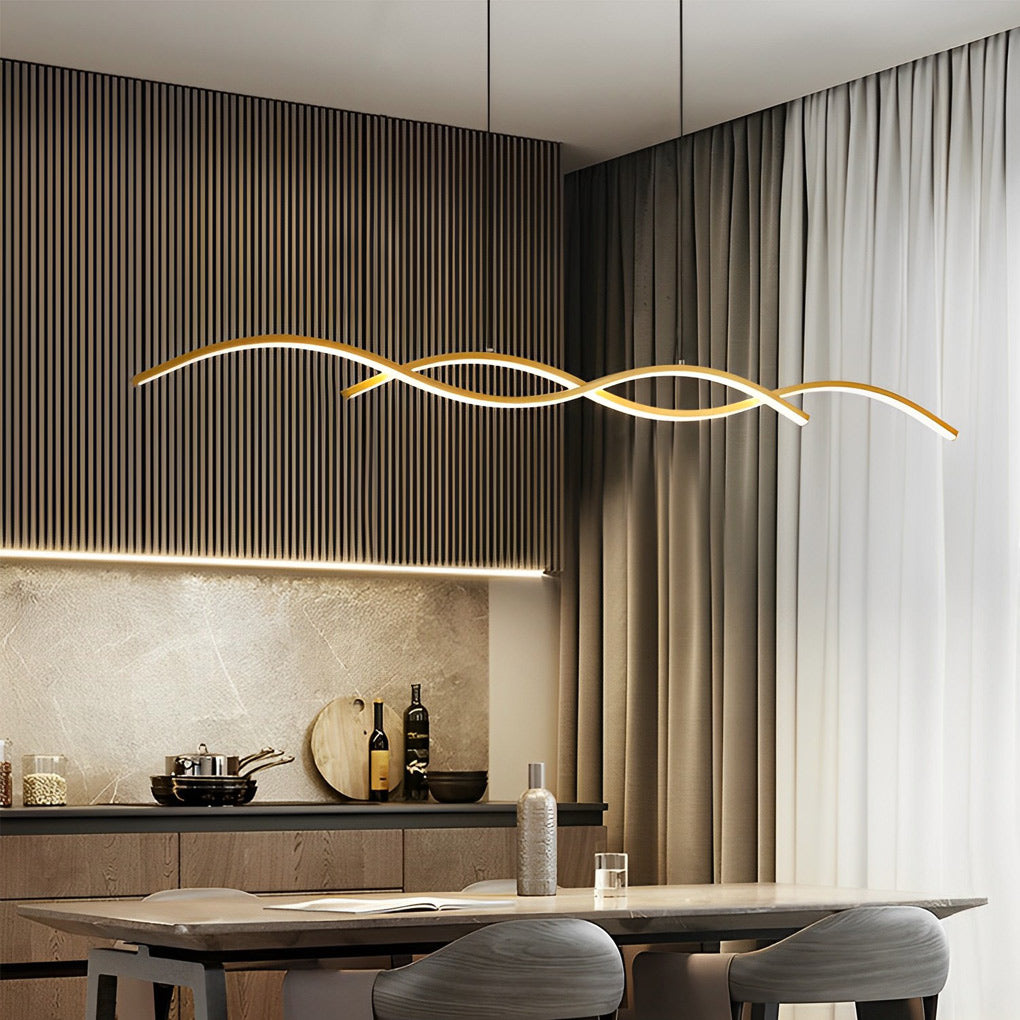 Wavy Lines Minimalist LED Ins Nordic Dining Room Chandeliers Hanging Lamp