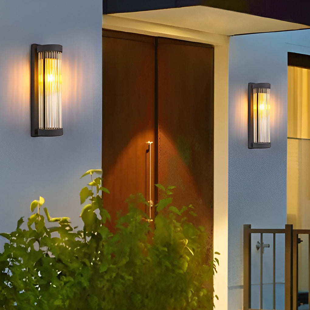 Creative Glass Waterproof LED Black Modern Solar Wall Lamp Exterior Lights