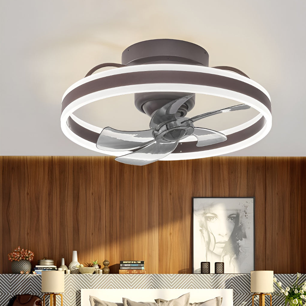 Round Stepless Dimming LED 360° Rotating Modern Ceiling Fan Light