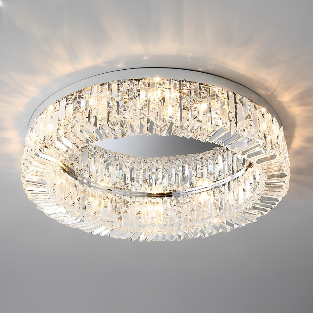 Elegant Ring Drum Crystal Chandelier Ceiling Light