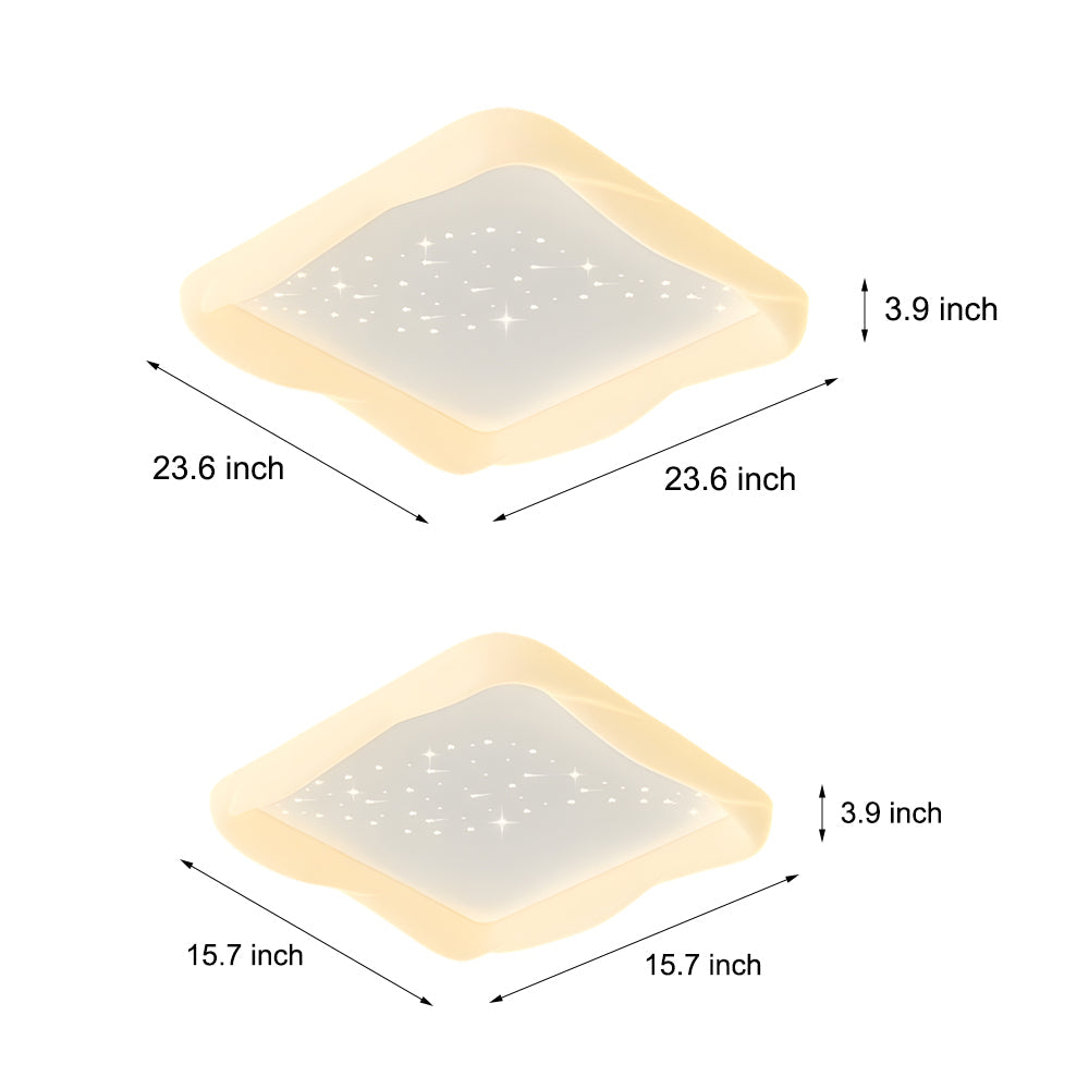 Square Novelty Stars Decor 3 Step Dimming Milky White Modern Ceiling Lights