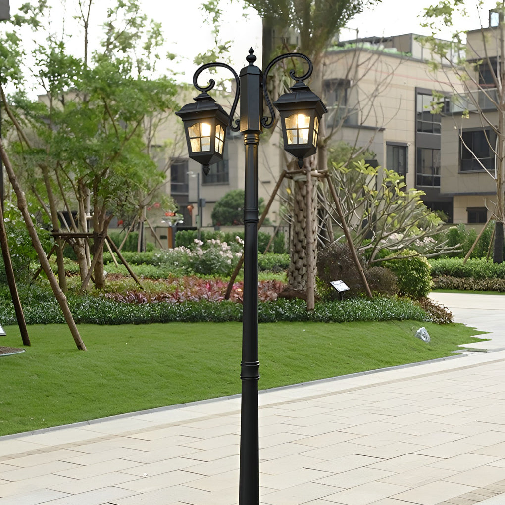 2 Lights Waterproof Black European Style Outdoor Pole Lights Public Lighting