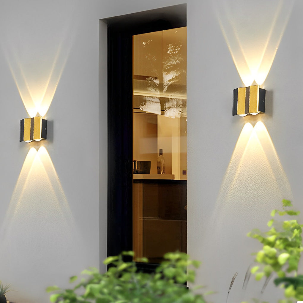 Black & Gold Aluminum LED Outdoor Up Down Wall Light