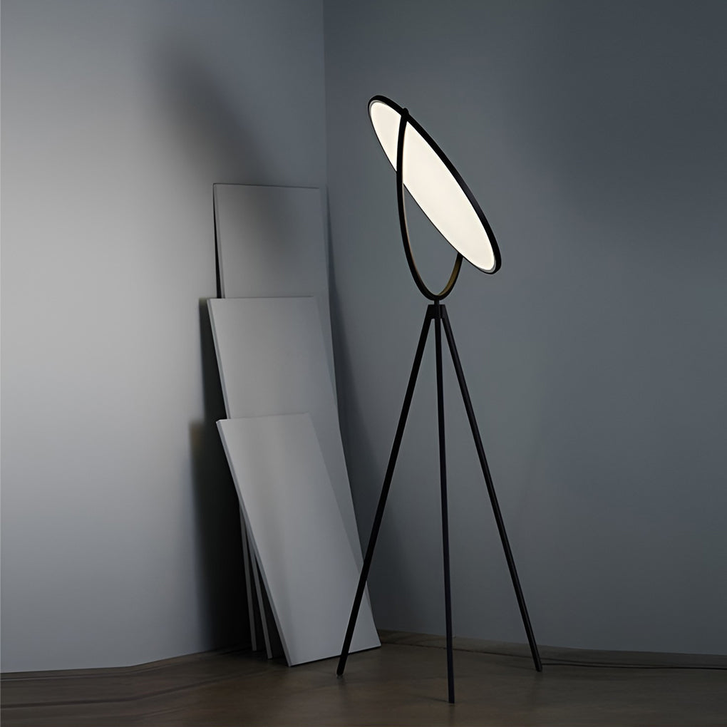 Black Metal and Rotating LED Tripod Floor Lamp