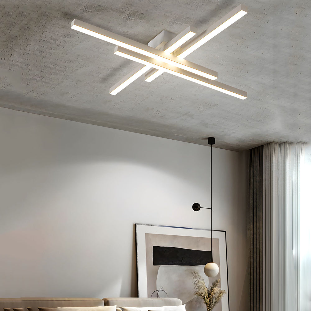 4-Light Modern Linear Parallax Ceiling Lamp LED Flush Mount Ceiling Light