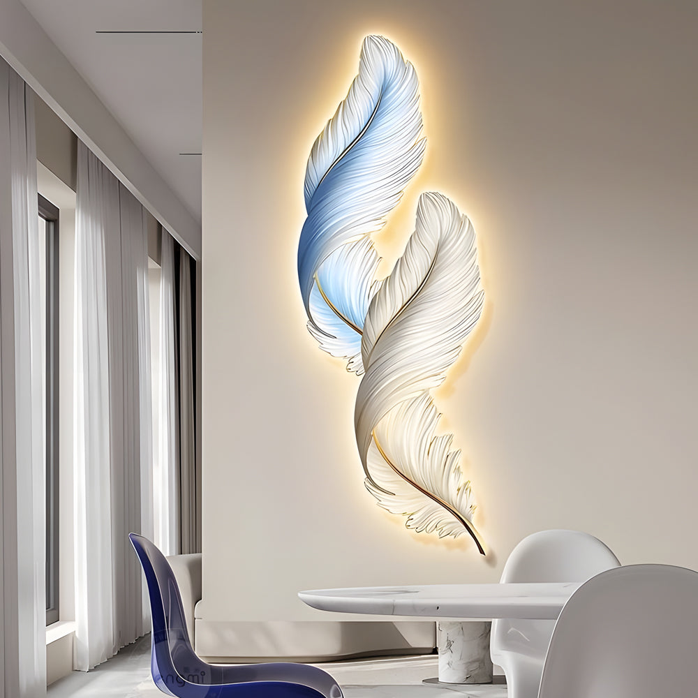 Feathers Creative Luxury Decorative Painting USB Remote LED Wall Lights