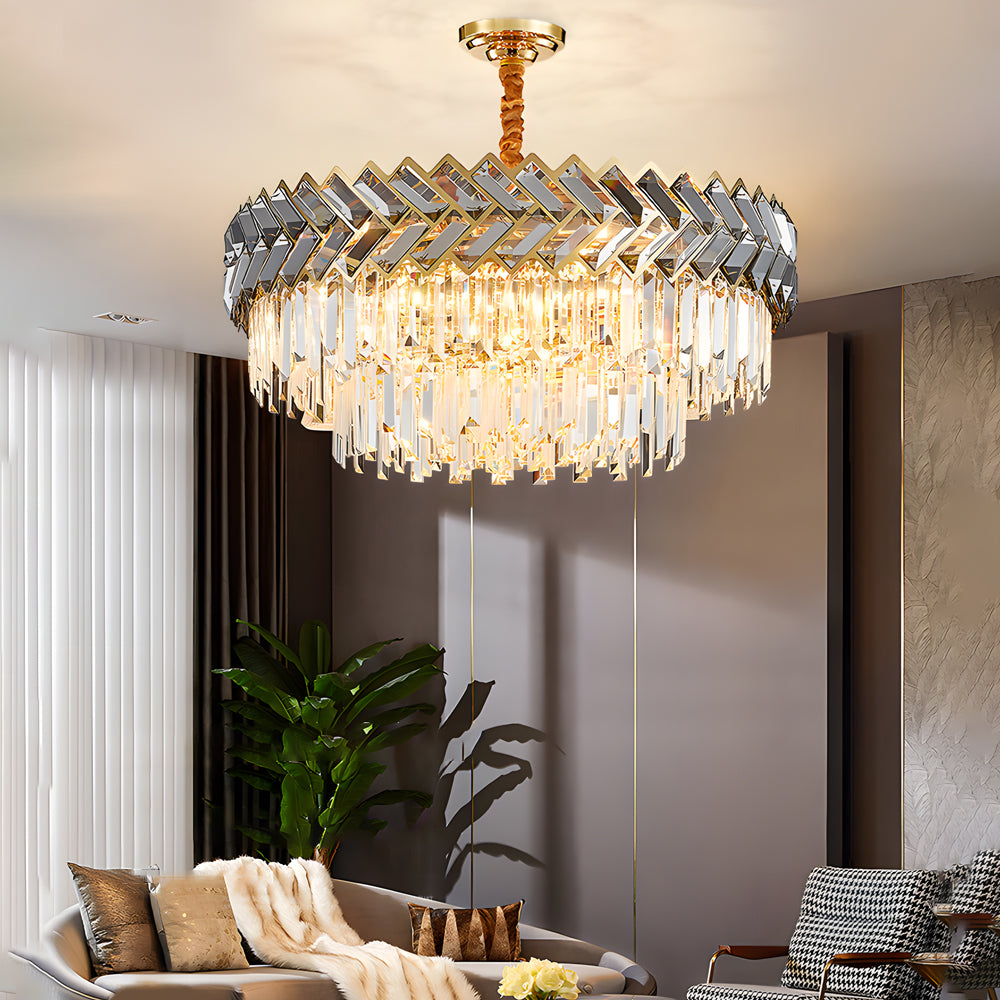 Modern LED Dimmable Dining Room Crystal Chandelier-Round/Rectangle