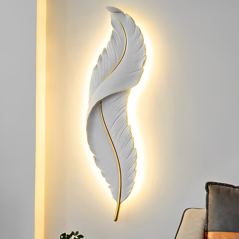 Creative Feather Wall Light LED White Luxury Modern Wall Sconce Lamp Lighting