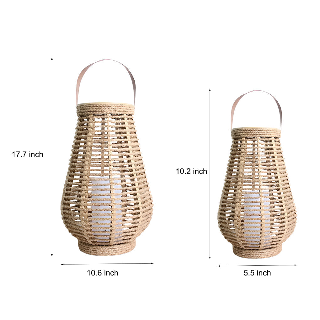 Portable Waterproof LED Ropes Rattan Brown Retro Outdoor Solar Lanterns