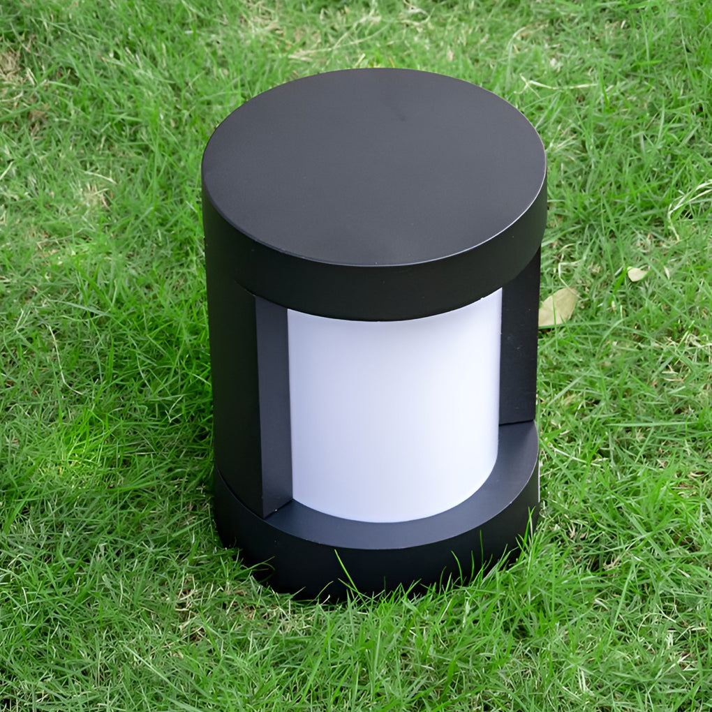 [Clearance Sale] Round Waterproof LED Solar Black Modern Outdoor Pathway Lights Post Lights