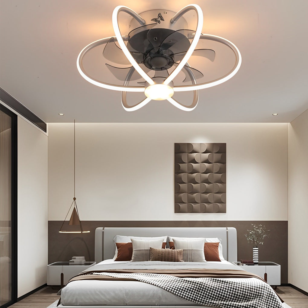 Flower Intelligent Dimmable LED Modern Bladeless Ceiling Fans with Remote