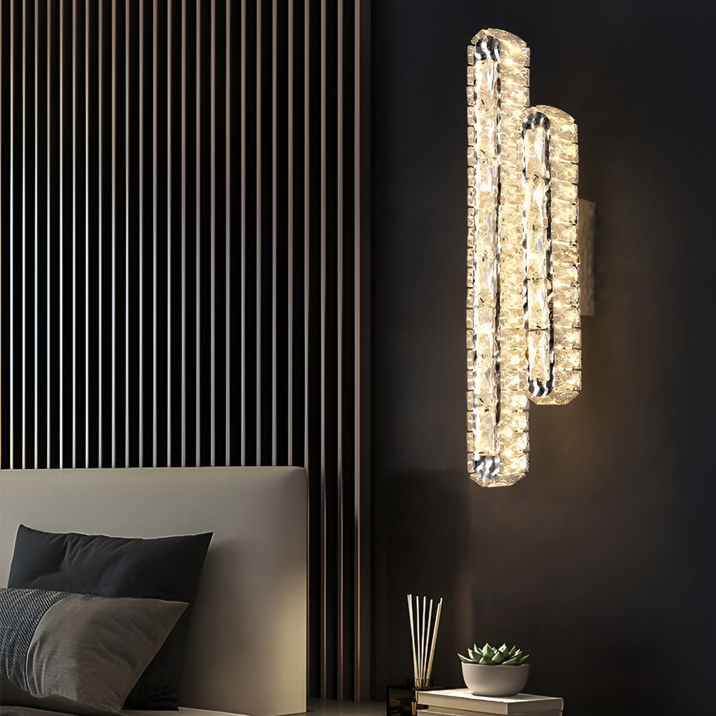 Double Strip Three Step Dimming Light LED Crystal Modern Wall Lamp Wall Sconce Lighting