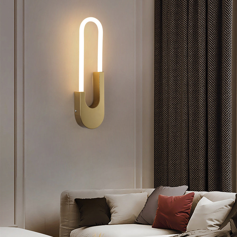 Modern Indoor Oval LED Wall Sconces - 16'' H, Gold/Black