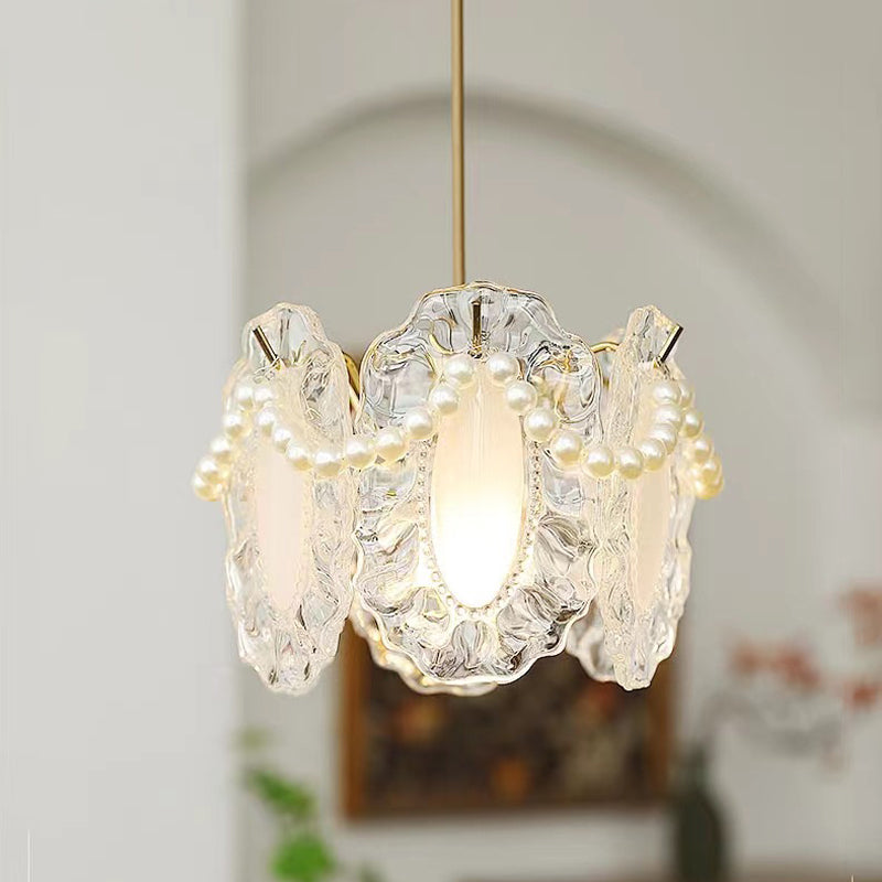 Glass Feathers Seashells Three Step Dimming French Style Chandelier