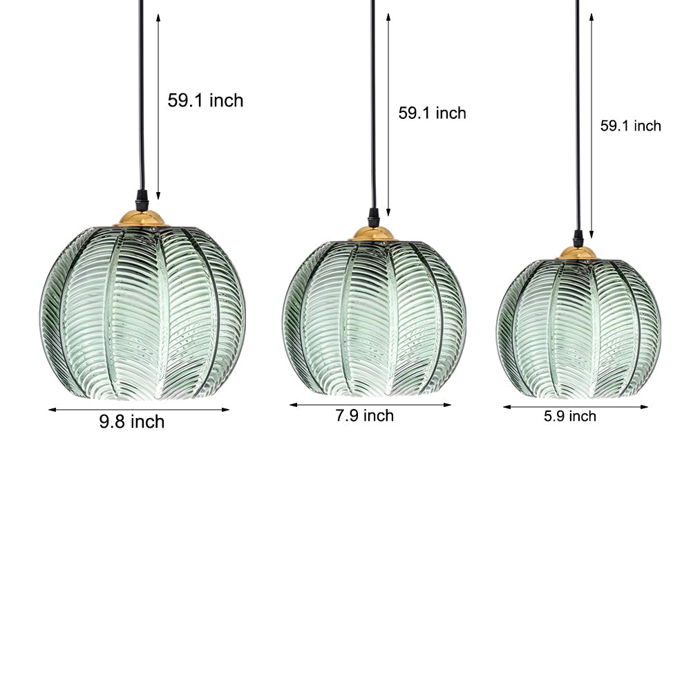 Green Leaves Texture Glass Kitchen Island Lighting Pendant Lights