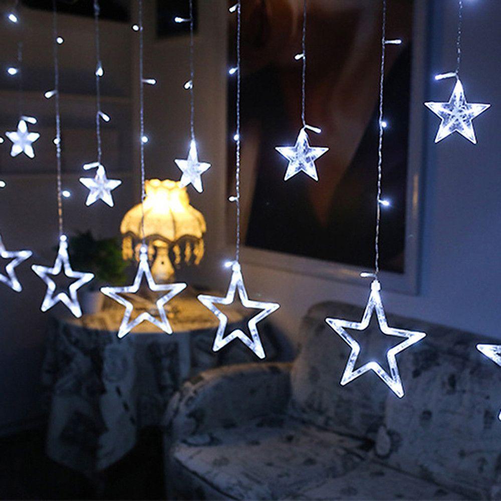 8.2 ft Curtain Hanging String Lights Acrylic Star LED Lighting for Christmas Wedding Fairy Lights 216 Bulbs